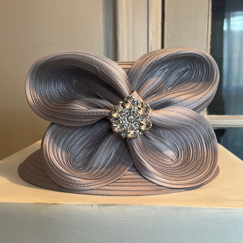 Gray Crystal Embellished Hat Accessory